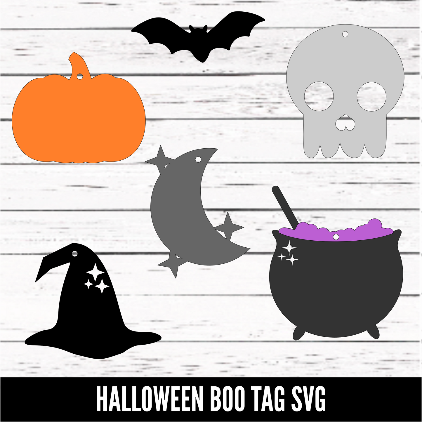 Halloween Boo Tag SVG file - 6 halloween cutouts in 1 digital download - SVG download - Digital Download - CelebrationWarehouse