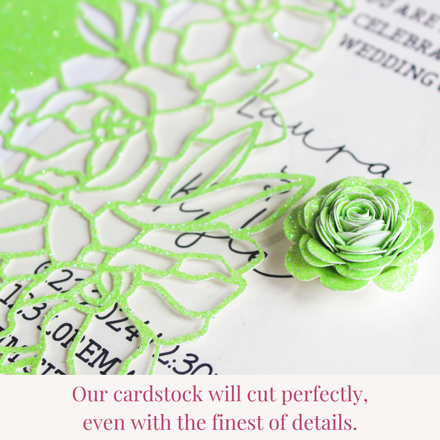 celebration warehouse lime green glitter cardstock cuts fine details using any die cutting machine