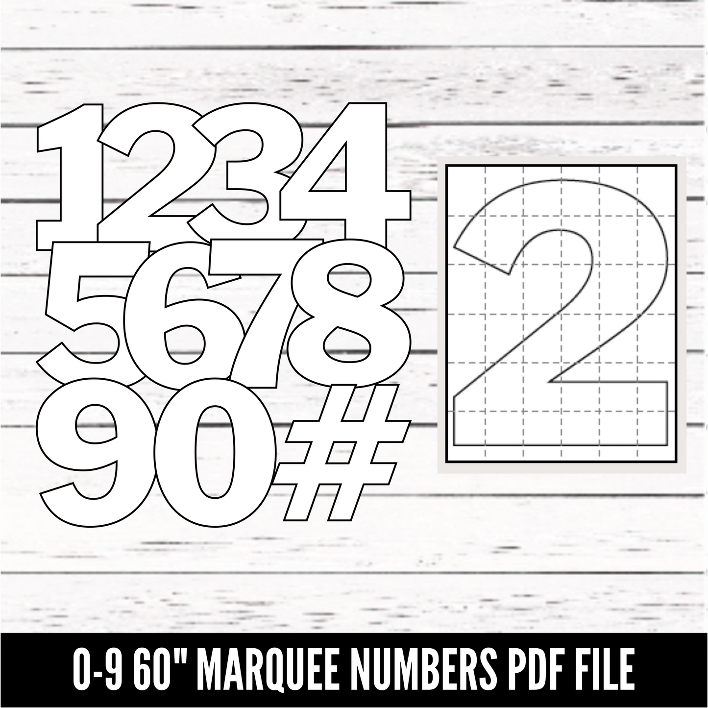 Marquee Numbers - 0-9 numbers - SVG / PDF download - Digital Download - CelebrationWarehouse
