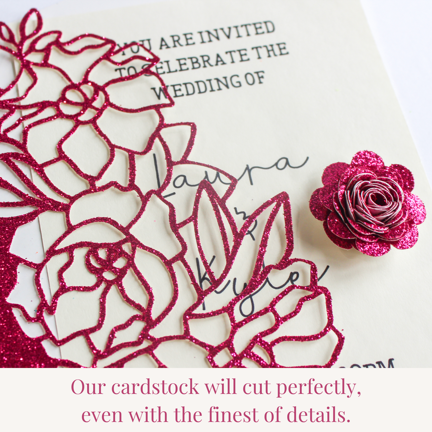 celebration warehouse magenta pink glitter cardstock cuts fine details using any die cutting machine