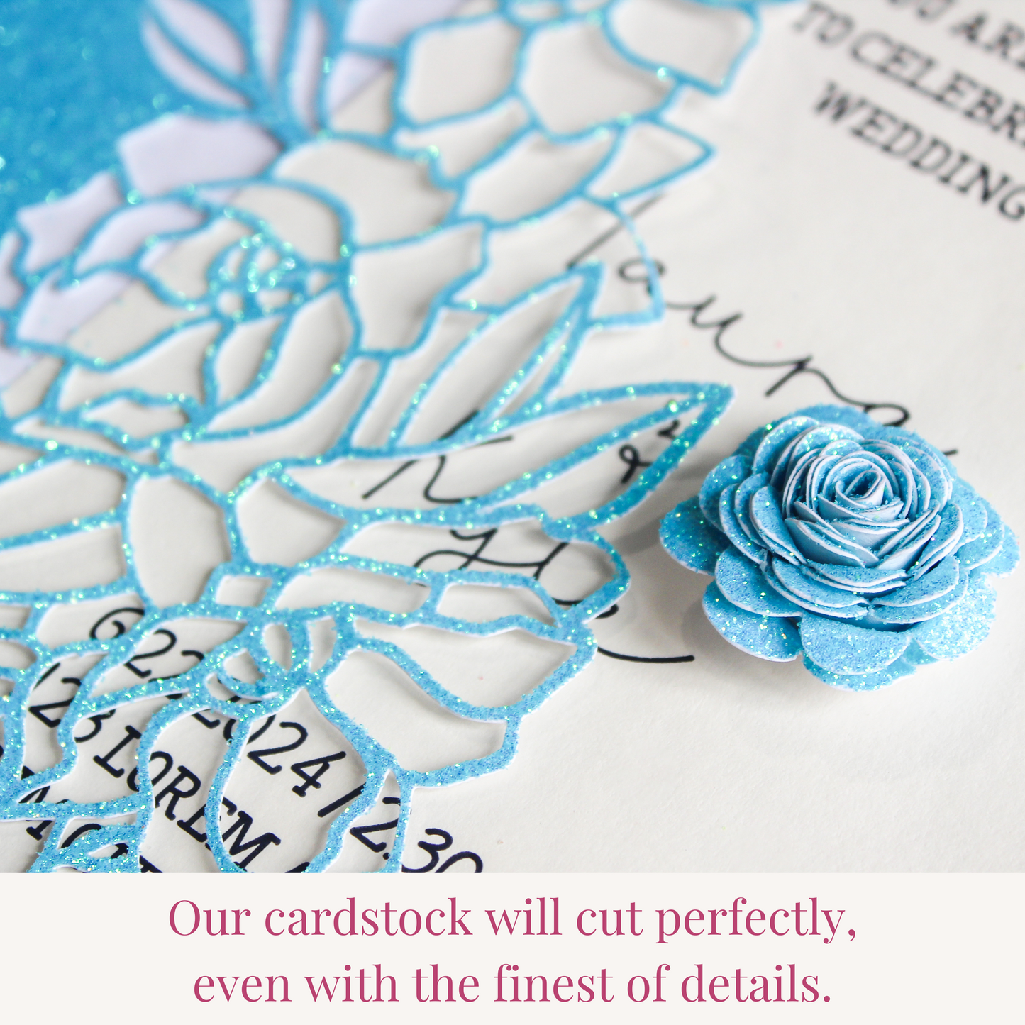celebration warehouse bright blue glitter cardstock cuts fine details using any die cutting machine