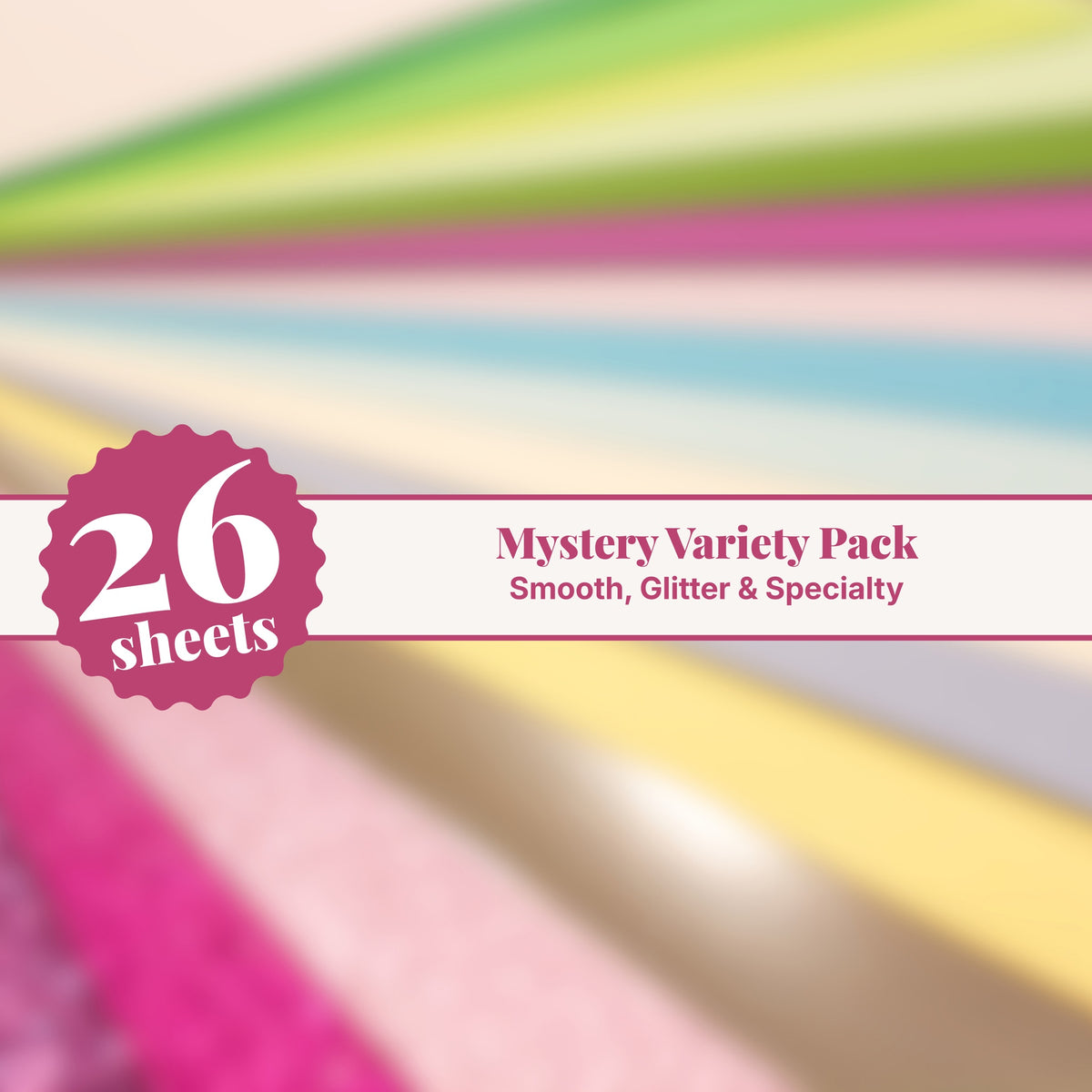 Mystery cardstock variety pack, 26 sheets of 12x12 smooth, glitter, and specialty cardstock in surprise colors