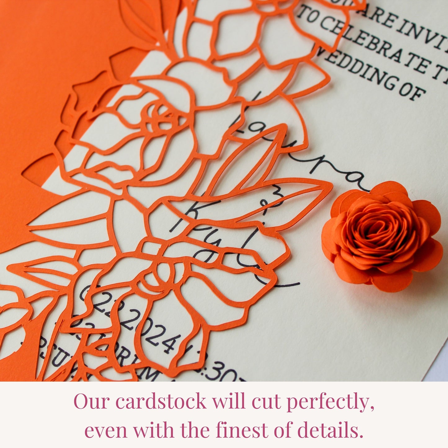 orange cardstock cuts fine details using any die cutting machine