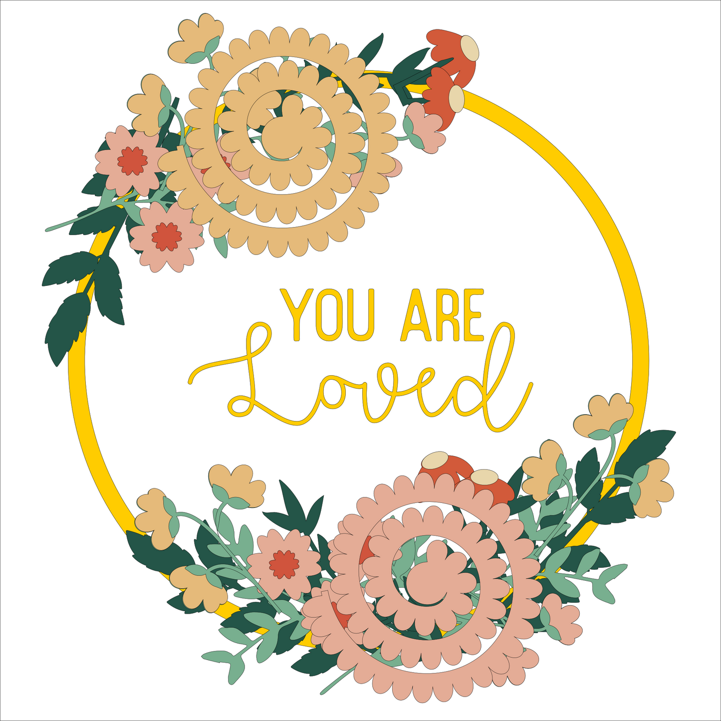 You Are Loved floral wreath shadow box SVG cut file for Cricut and Silhouette