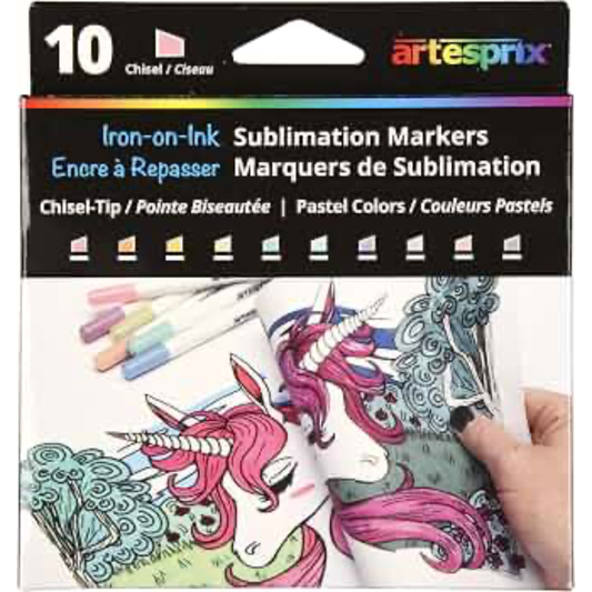 Artesprix Iron-on-Ink sublimation markers, pastel colors chisel tip 10 pack