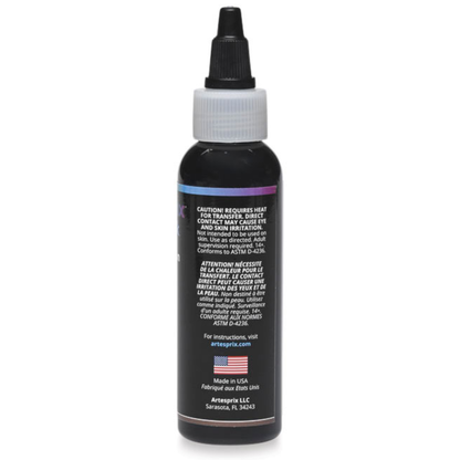 Back of an Artesprix sublimation ink bottle showing use and safety instructions