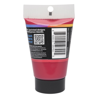 Back of the Artesprix red sublimation acrylic paint tube showing safety information