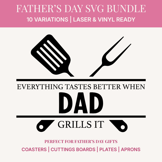 Grilling Father's Day SVG bundle with 10 name variations for Cricut