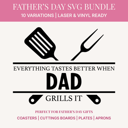 Grilling Father's Day SVG bundle with 10 name variations for Cricut