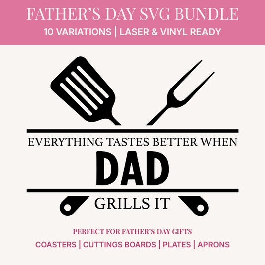 Grilling SVG Bundle - Father's Day Cut File - 10 Name Variations - Digital Download