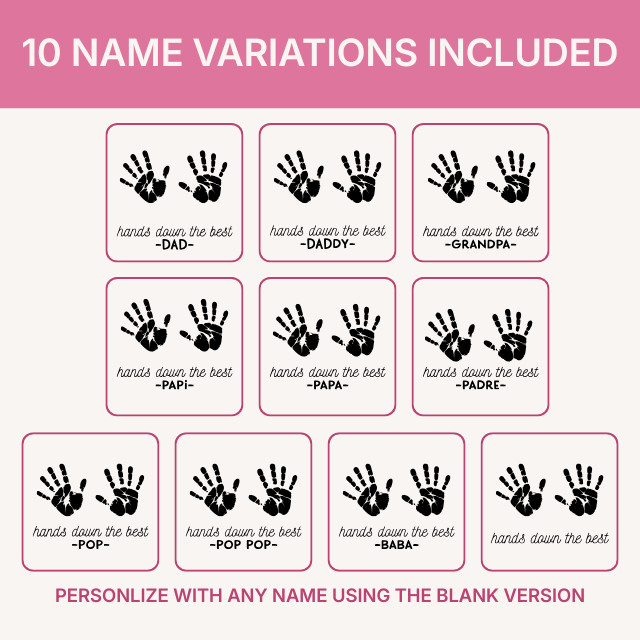 Hands Down the Best Dad handprint SVG cut file design preview