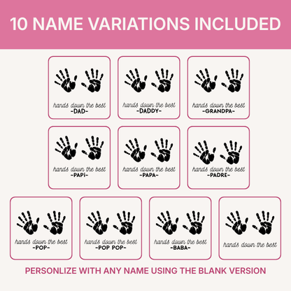 Hands Down the Best Dad handprint SVG cut file design preview