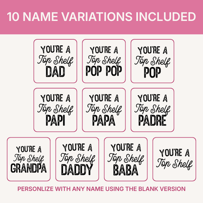 Top Shelf Dad whiskey themed Father's Day SVG design preview