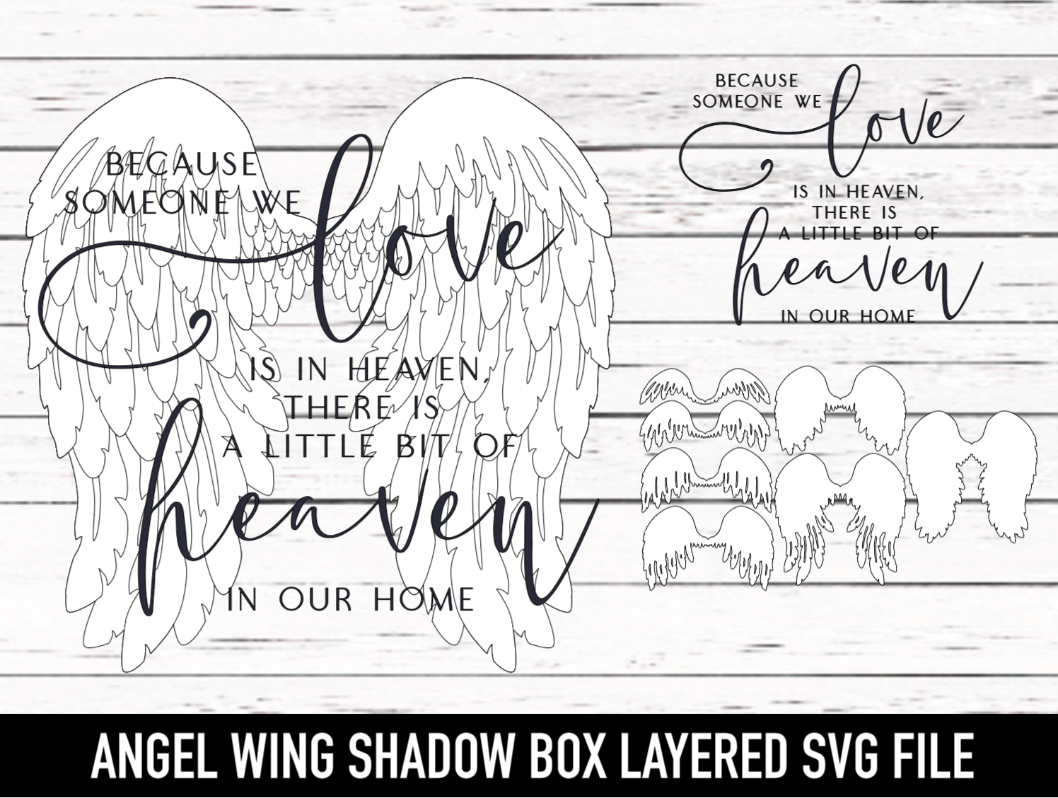 Angel Wing Shadow Box - Angel Wing Layered File - SVG download - Digit