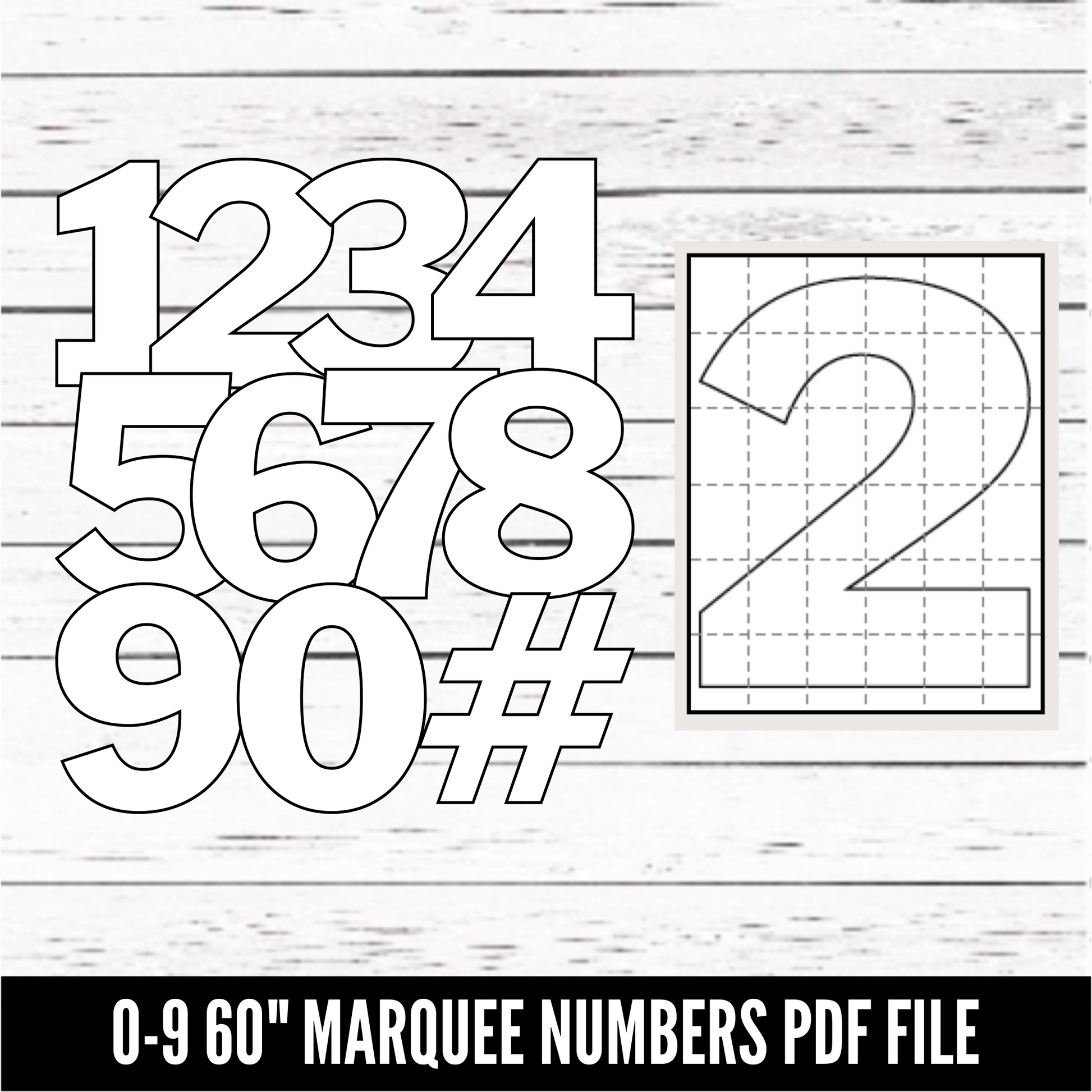 Marquee Numbers -  0-9 numbers  - SVG / PDF download - Digital Download - CelebrationWarehouse