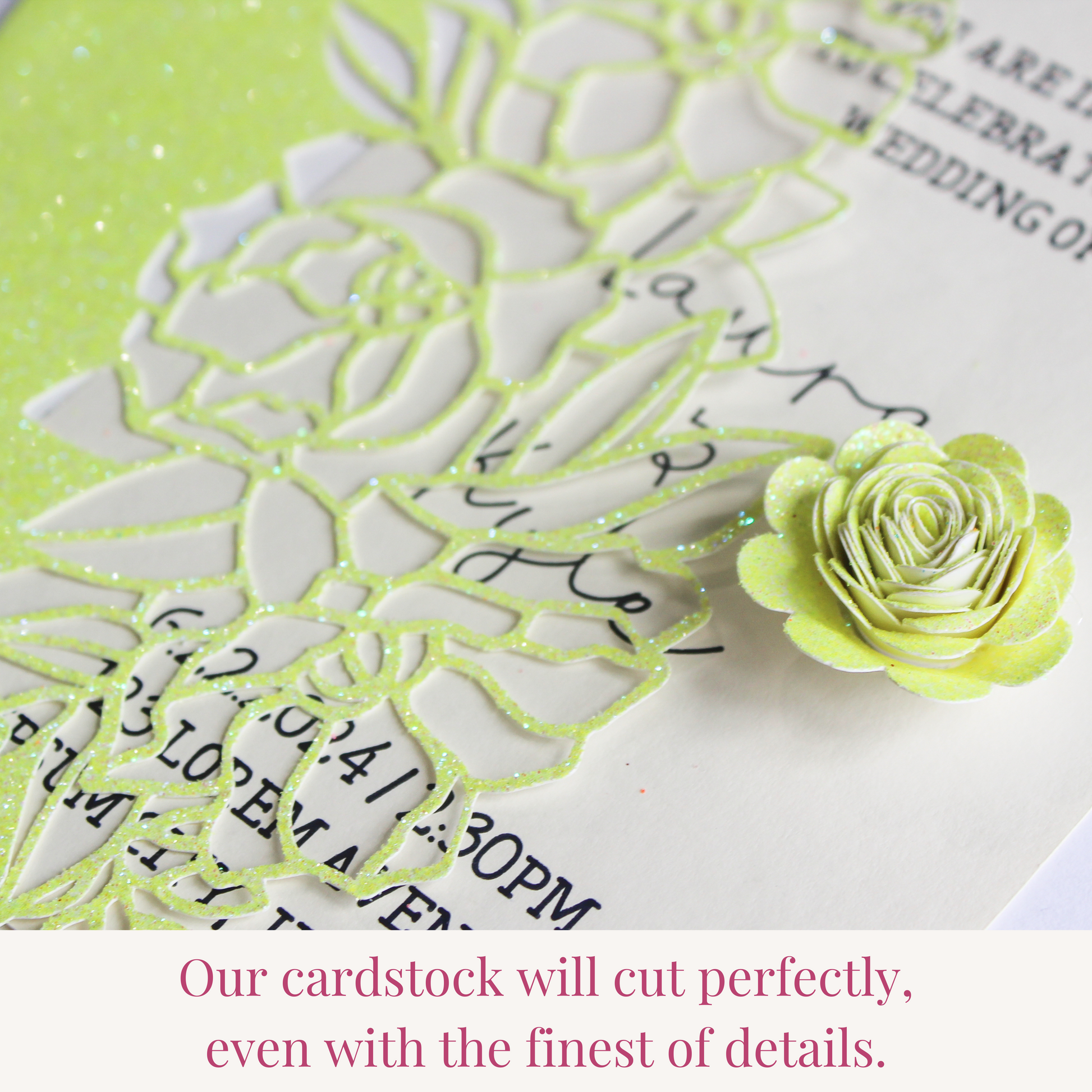 celebration warehouse neon yellow glitter cardstock cuts fine details using any die cutting machine