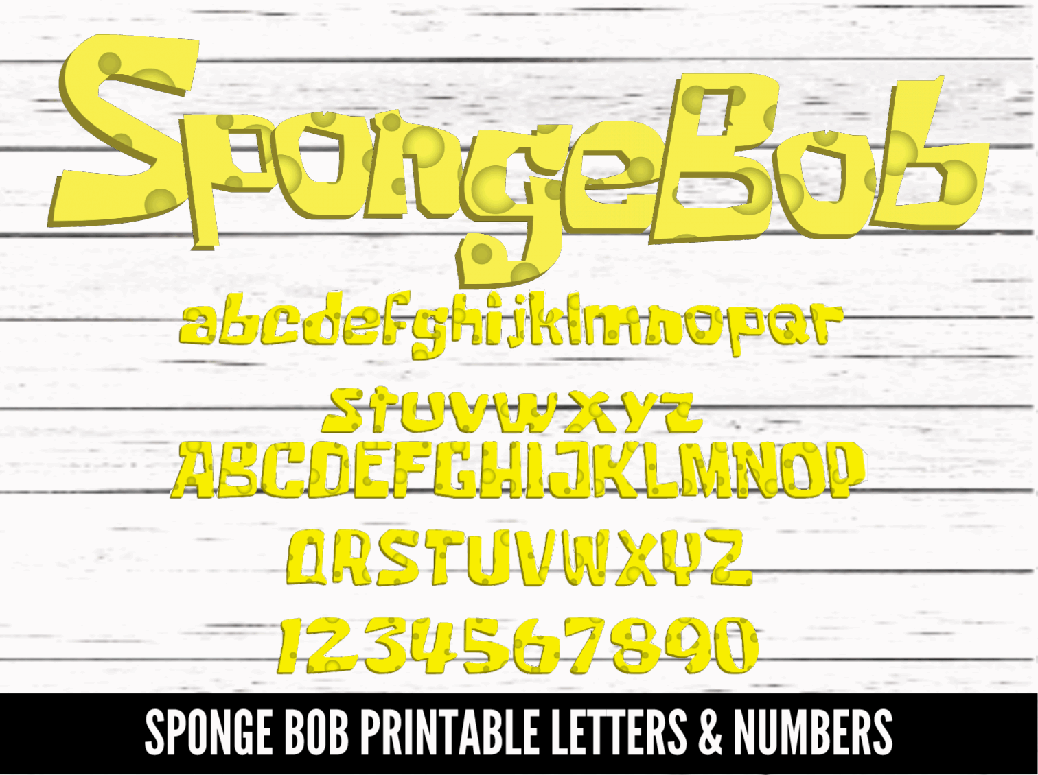 SpongeBob Printable Letters and Numbers - PNG download - Digital Downl ...