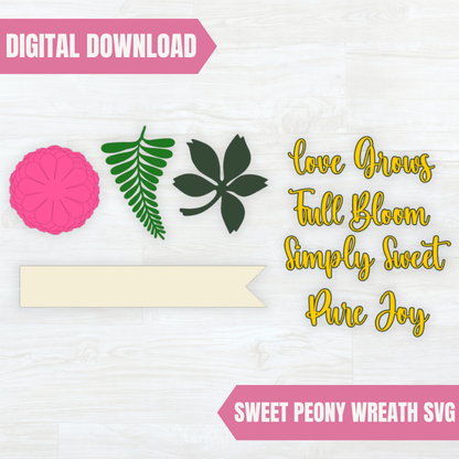 Finished Sweet Peony paper wreath made with the SVG cut file