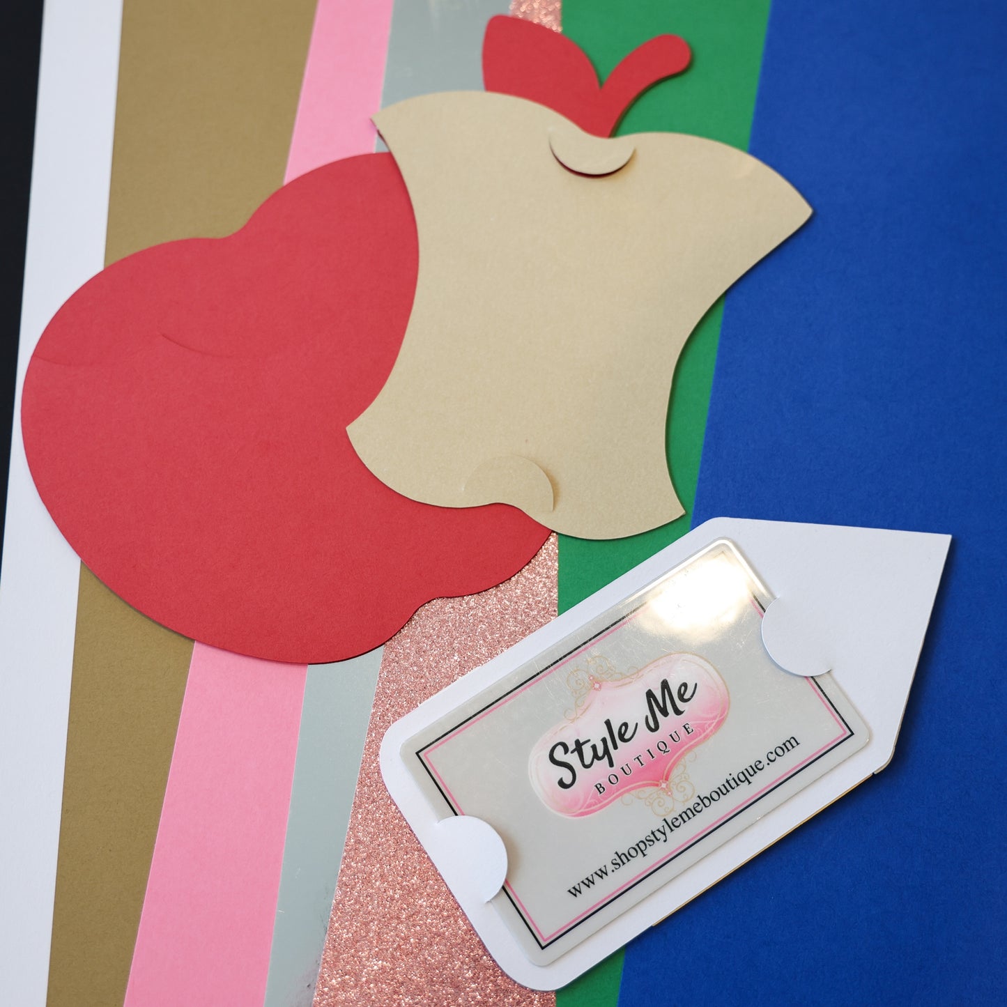 Apple gift card holder opened flat with pencil holder showing gift card pocket
