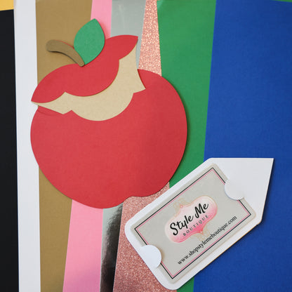 Finished apple and pencil back to school gift card holders with gift card inside