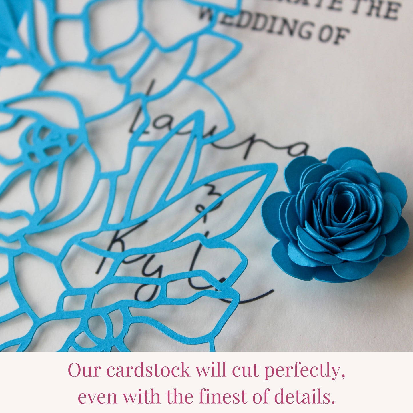 cyan blue cardstock cuts fine details using any die cutting machine