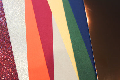 Fall 12x12 cardstock detail showing autumn smooth solids with glitter accent sheets