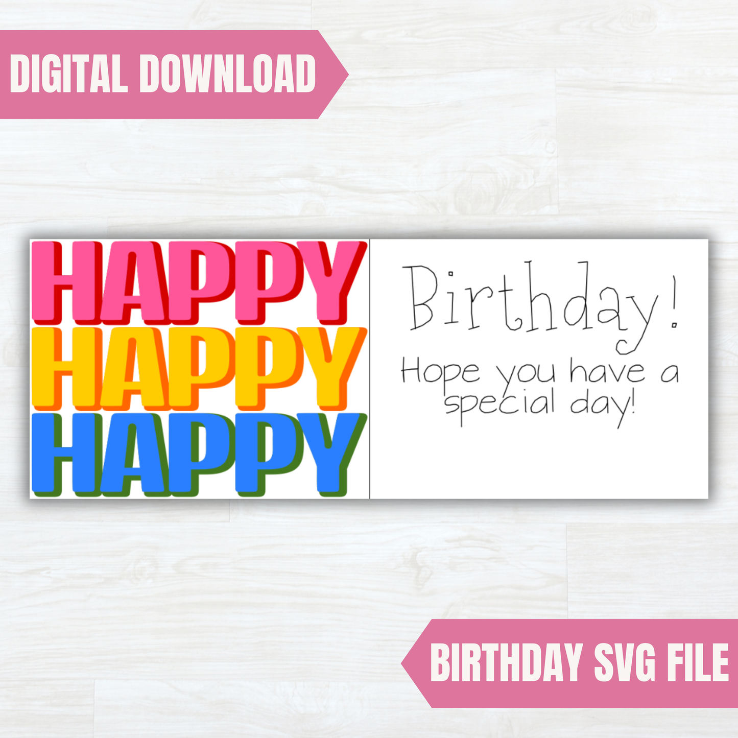 Happy Birthday SVG File | Digital Download | For Cricut, Silhouette Or Any Craft Cutting Machine