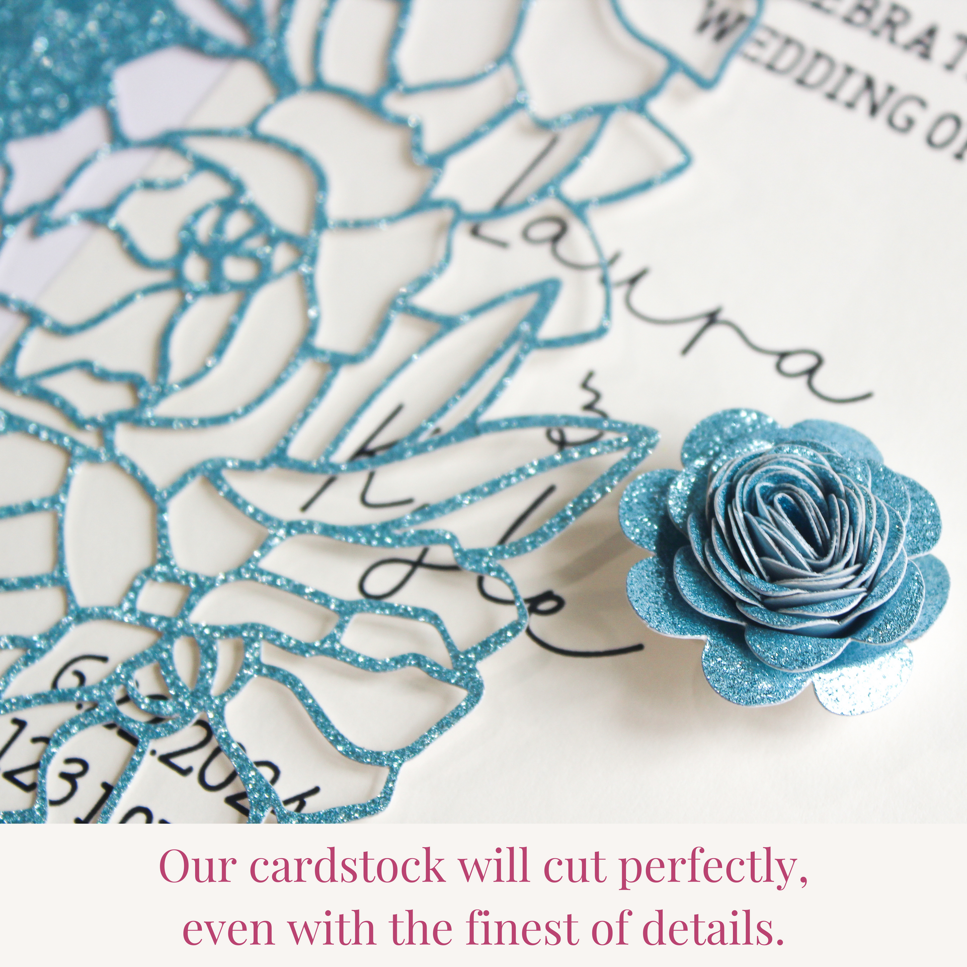 celebration warehouse light blue glitter cardstock cuts fine details using any die cutting machine
