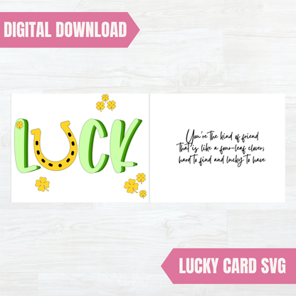 Lucky Card SVG File | Digital Download | For Cricut, Silhouette Or Any Craft Cutting Machine