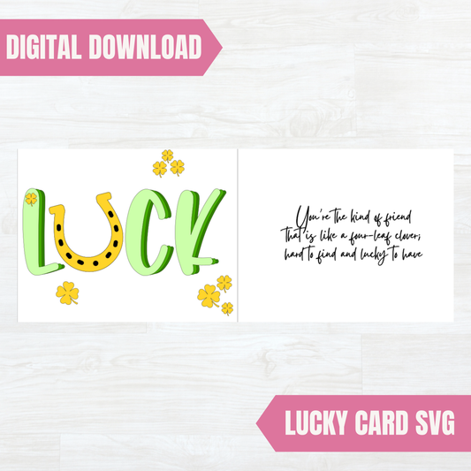 Lucky Card SVG File | Digital Download | For Cricut, Silhouette Or Any Craft Cutting Machine