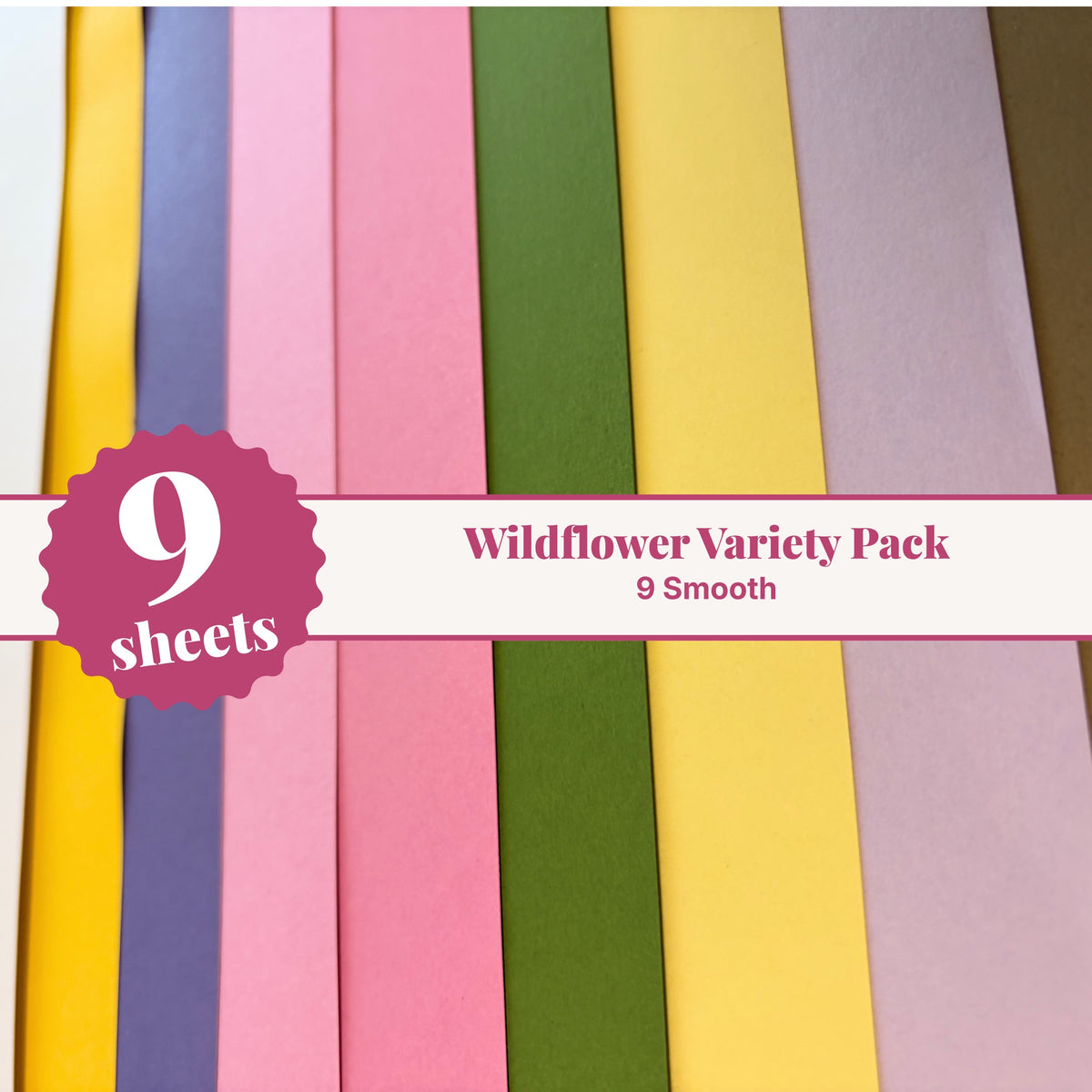Wildflower cardstock variety pack, 9 smooth 12x12 cardstock sheets in soft pink, yellow, purple, and green
